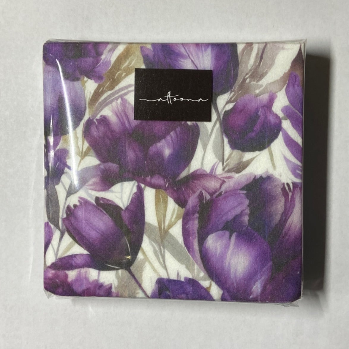 Violet Tulips Floral Cocktail Napkins 20 Ct