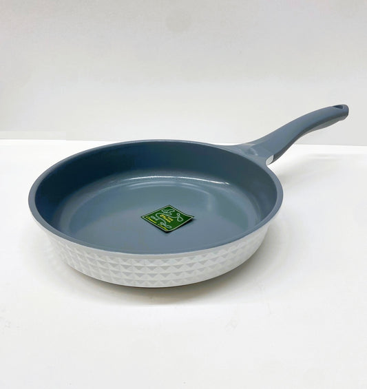 10" Inch Ceramic Non-Stick Fry Pan Diamond Cut - White