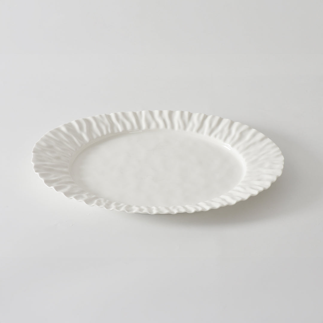 White Crinkle Style Large Oval Platter - Oven Safe
