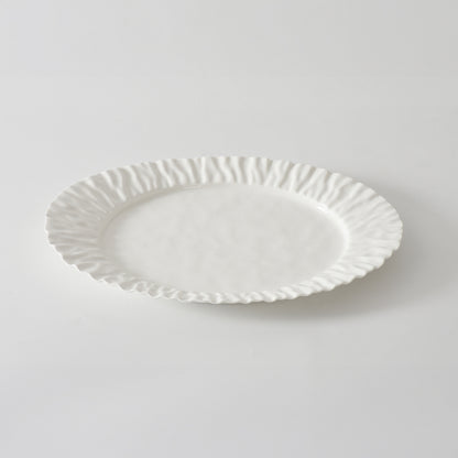 White Crinkle Style Large Oval Platter - Oven Safe
