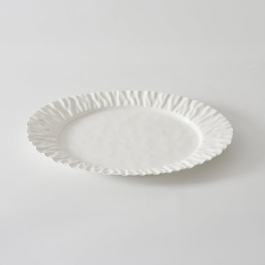 White Crinkle Style Large Oval Platter - Oven Safe