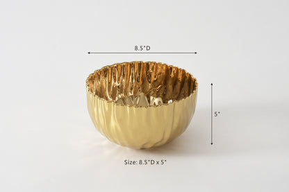 Gold Crinkle Style Medium Deep Serving Bowl - Oven Safe