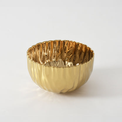 Gold Crinkle Style Medium Deep Serving Bowl - Oven Safe