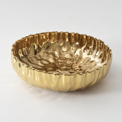 Gold Crinkle Style Extra Large Shallow Bowl - Oven Safe