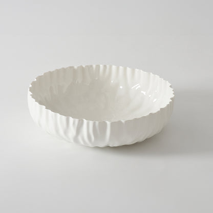 White Crinkle Style Extra Large Shallow Bowl - Oven Safe