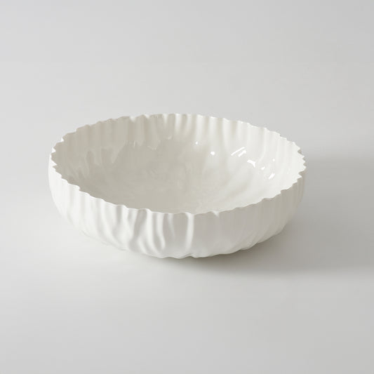 White Crinkle Style Extra Large Shallow Bowl - Oven Safe