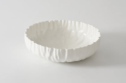 White Crinkle Style Extra Large Shallow Bowl - Oven Safe