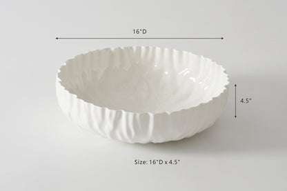 White Crinkle Style Extra Large Shallow Bowl - Oven Safe