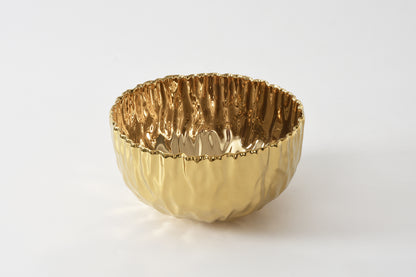 Gold Crinkle Style Large Deep Serving Bowl - Oven Safe