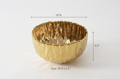 Gold Crinkle Style Large Deep Serving Bowl - Oven Safe