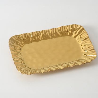 Gold Crinkle Style Medium Deep Serving Tray - Oven Safe