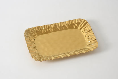 Gold Crinkle Style Medium Deep Serving Tray - Oven Safe