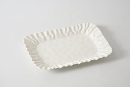White Crinkle Style Medium Deep Serving Tray - Oven Safe