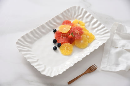 White Crinkle Style Medium Deep Serving Tray - Oven Safe