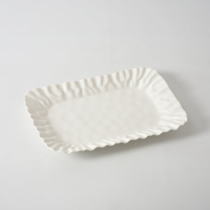 White Crinkle Style Medium Deep Serving Tray - Oven Safe