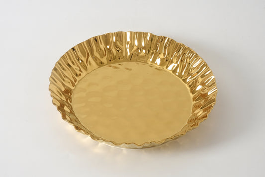 Gold Crinkle Style Round Deep Server - Oven Safe
