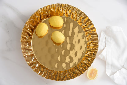 Gold Crinkle Style Round Deep Server - Oven Safe