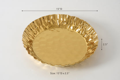 Gold Crinkle Style Round Deep Server - Oven Safe