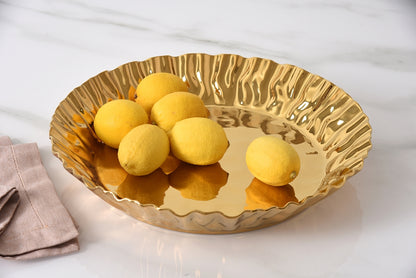 Gold Crinkle Style Round Deep Server - Oven Safe