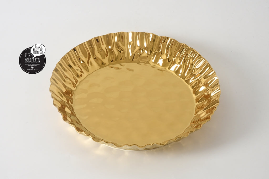 Gold Crinkle Style Round Deep Server - Oven Safe
