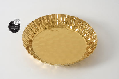 Gold Crinkle Style Round Deep Server - Oven Safe