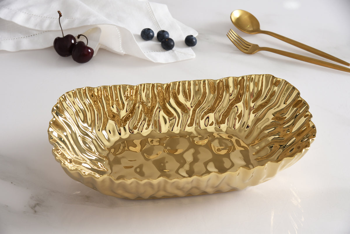 Gold Crinkle Style Medium Deep Server - Oven Safe