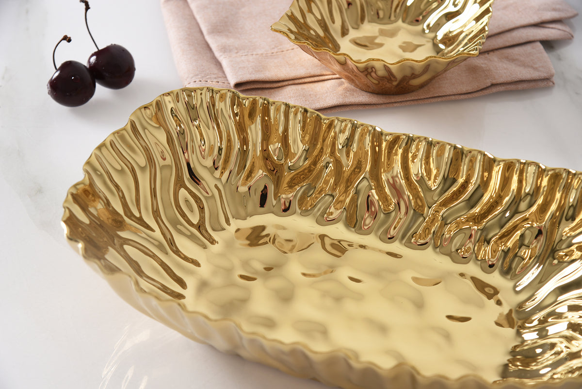 Gold Crinkle Style Medium Deep Server - Oven Safe