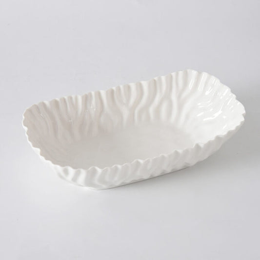 White Crinkle Style Medium Deep Server - Oven Safe