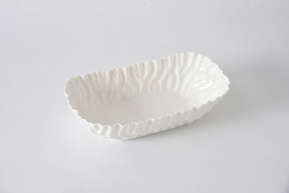 White Crinkle Style Medium Deep Server - Oven Safe