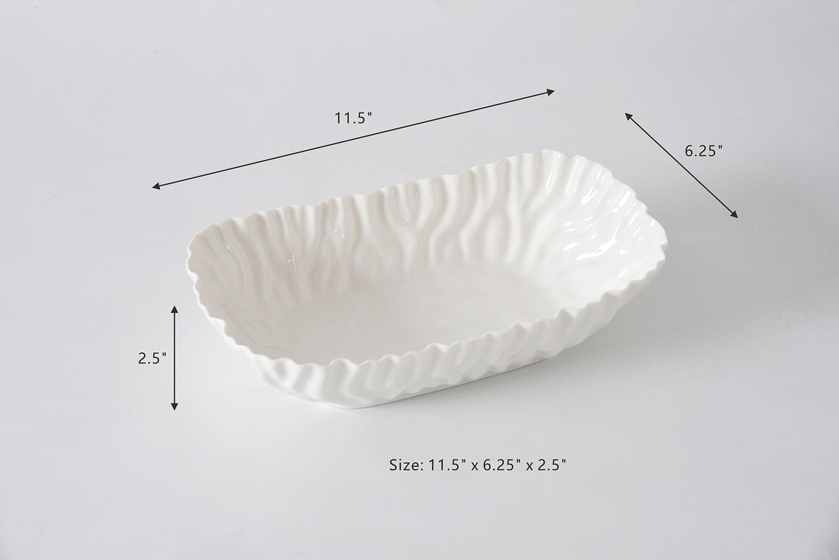 White Crinkle Style Medium Deep Server - Oven Safe