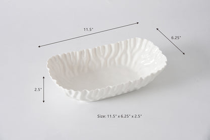 White Crinkle Style Medium Deep Server - Oven Safe