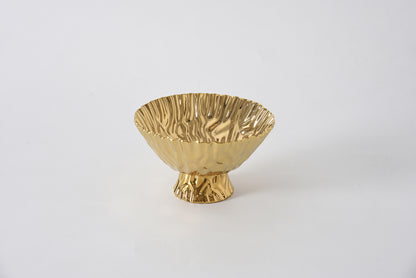 Gold Crinkle Style Small Footed Serving Bowl - Oven Safe