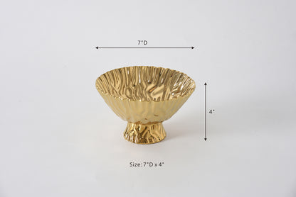 Gold Crinkle Style Small Footed Serving Bowl - Oven Safe