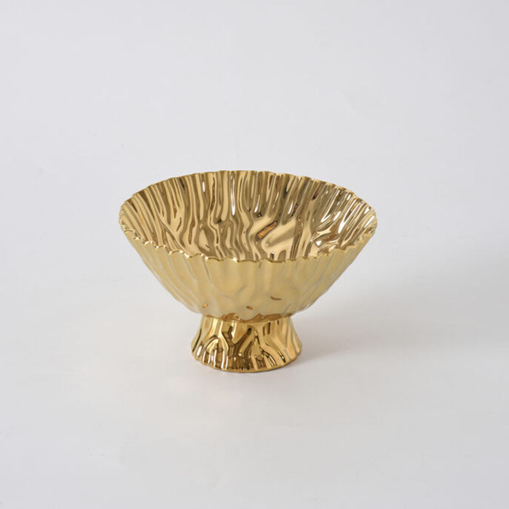 Gold Crinkle Style Small Footed Serving Bowl - Oven Safe