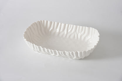 White Crinkle Style Large Deep Server - Oven Safe