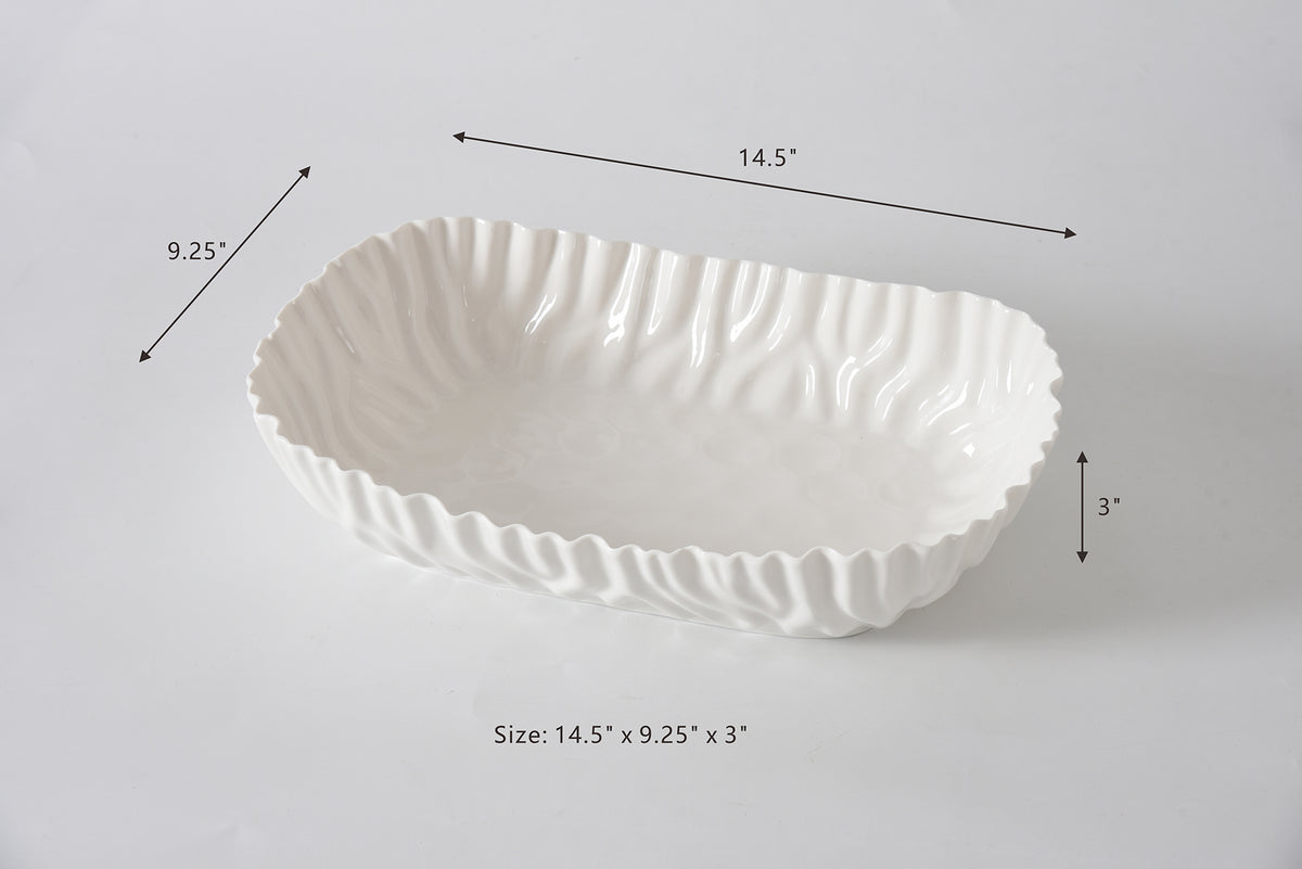 White Crinkle Style Large Deep Server - Oven Safe