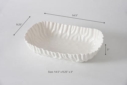 White Crinkle Style Large Deep Server - Oven Safe