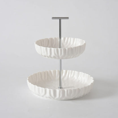 White Crinkle Style 2-Tier Stand - Oven Safe