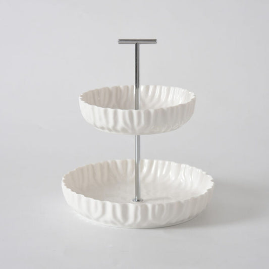 White Crinkle Style 2-Tier Stand - Oven Safe