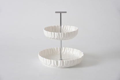 White Crinkle Style 2-Tier Stand - Oven Safe
