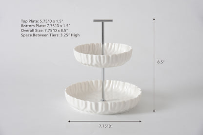 White Crinkle Style 2-Tier Stand - Oven Safe