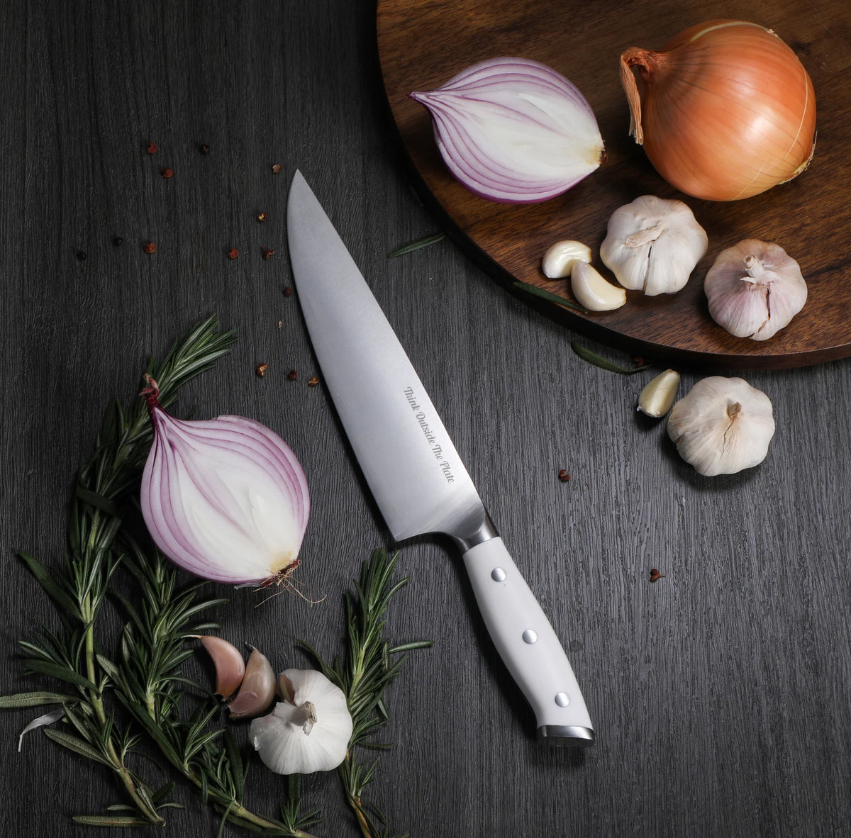 Think Outside the Plate 8" inch Chef's Knife with White Handle