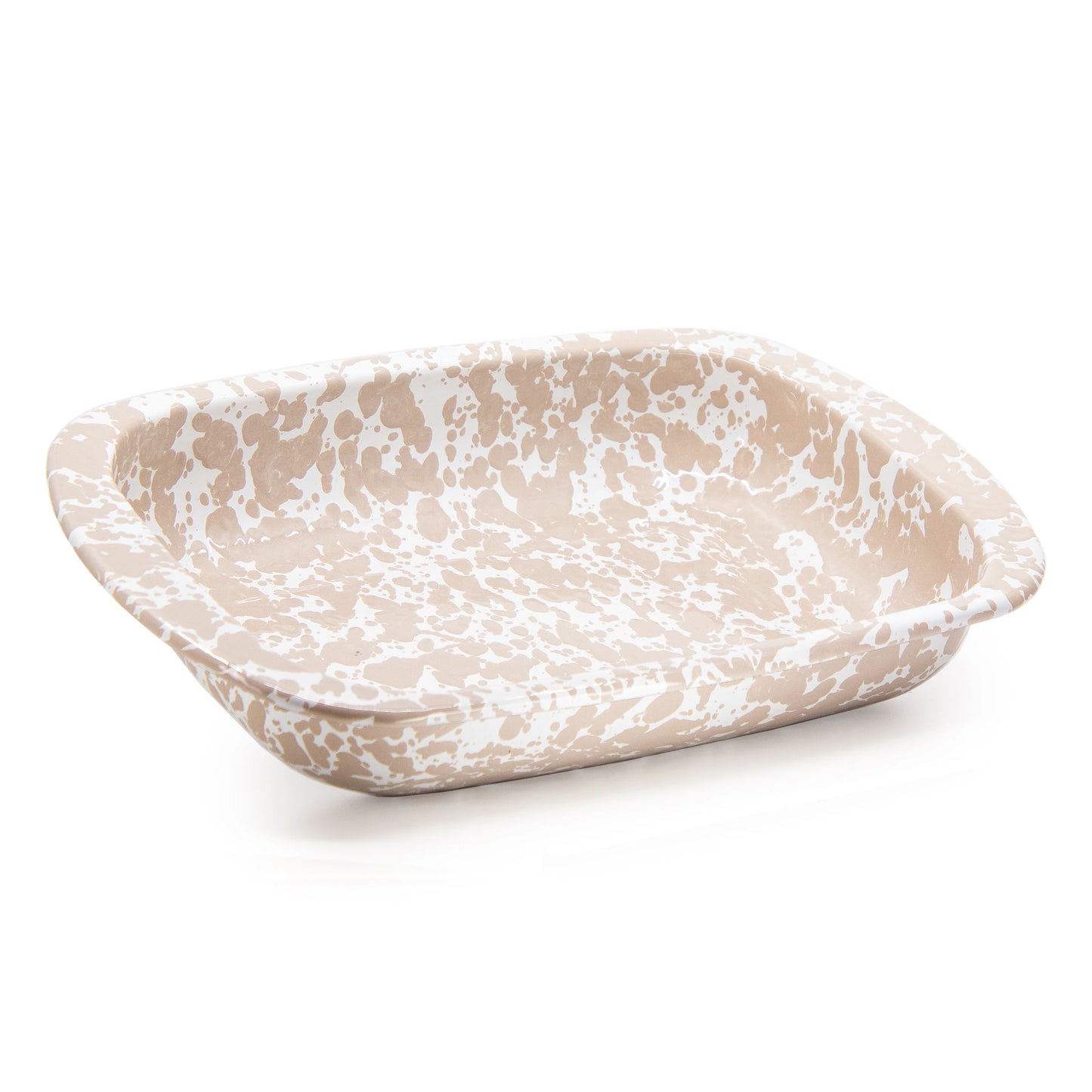 Enamelware Rectangular Baking Pan/ Roasting Dish 12" x 9"- Taupe Swirl