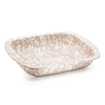 Enamelware Rectangular Baking Pan/ Roasting Dish 12" x 9"- Taupe Swirl