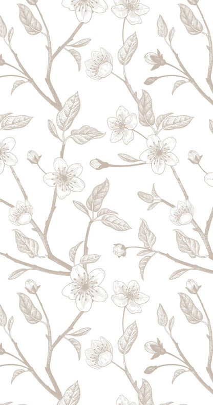Taupe Cherry Blossom Floral Dinner/ Guest Napkins 16 Ct