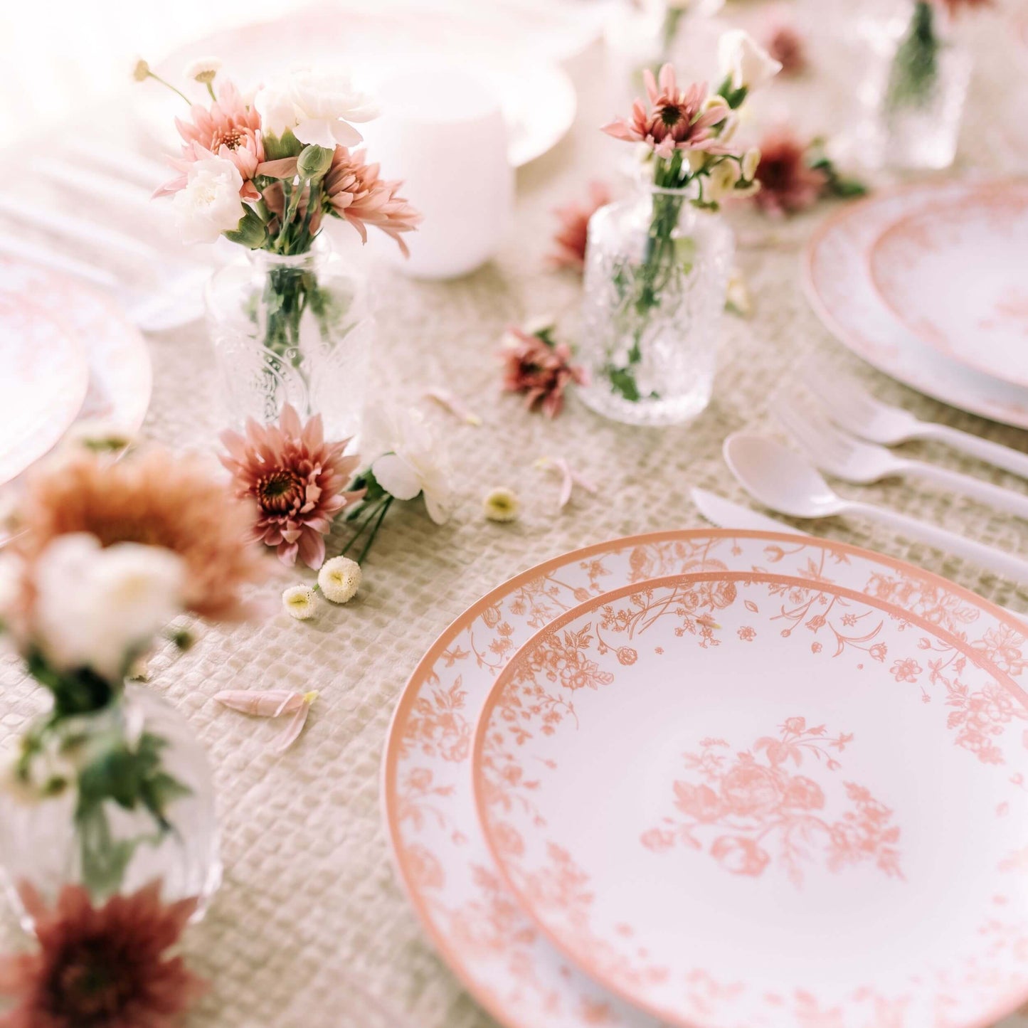10 In. Trendables Toile Plastic Disposable Dinner Plates - 10 ct.