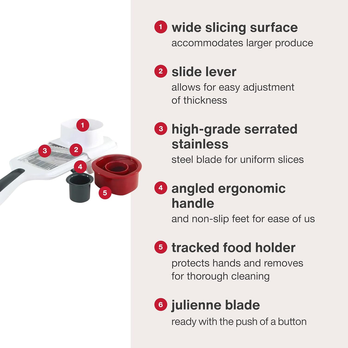 Easy Control Handheld Multi Slicer - Adjustable Thickness -Slice & Julienne
