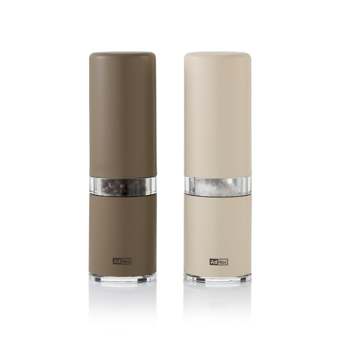 Stainless Steel Pepper and Salt Mill Set - Dark & Light Beige