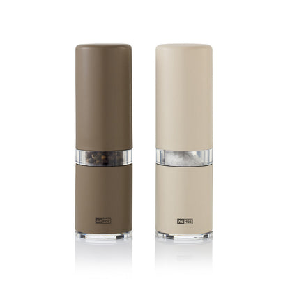 Stainless Steel Pepper and Salt Mill Set - Dark & Light Beige