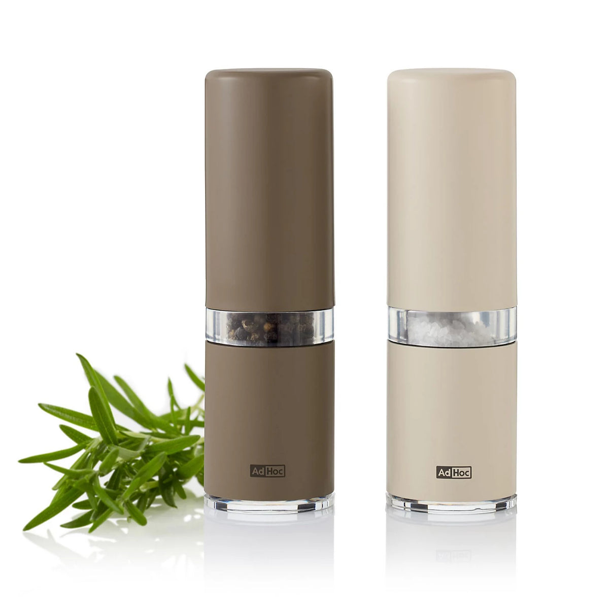 Stainless Steel Pepper and Salt Mill Set - Dark & Light Beige